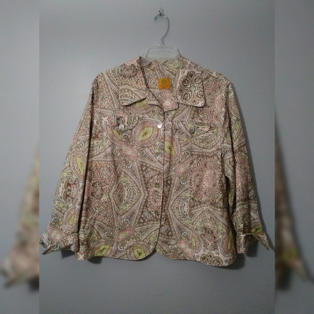 Ruby Rd Woman jacket in Paisley Burn out print